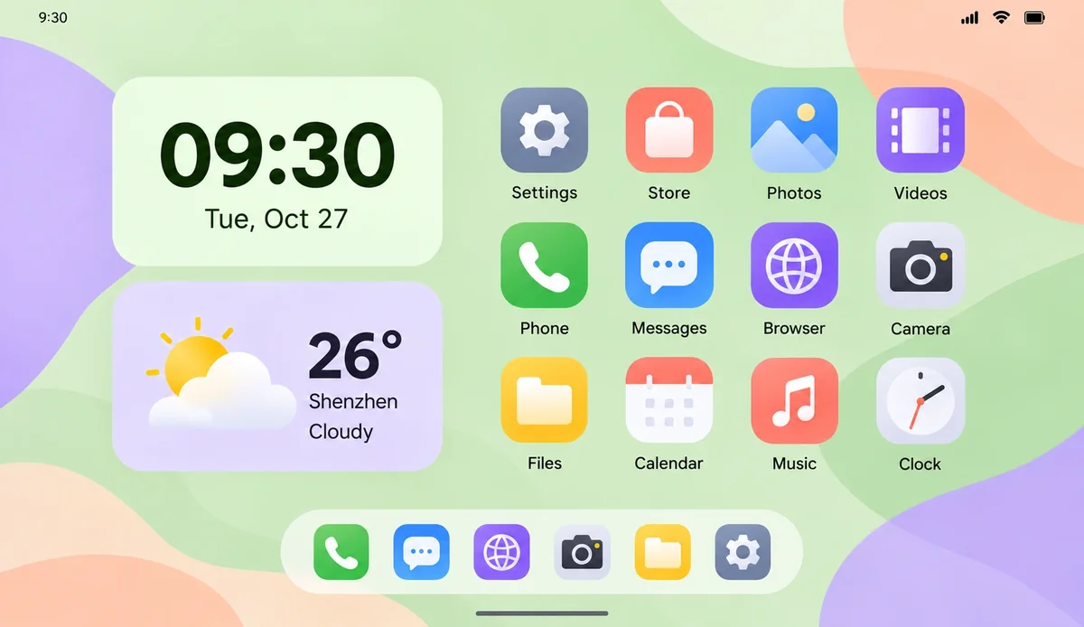VM home screen in tablet layout